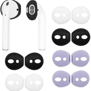 ALXCD Fit in Case Ear Covers Replacement for Airpod, 6 Pair Ear Tips Soft Silicone Replacement Earbud Tips for Airpod 1 Airpod 2, 6 Pairs, Black White Purple