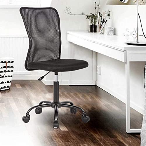 Office Chair Ergonomic Desk Chair Modern Computer Task Chair No Armrest Adjustable Rolling Swivel Back Support Executive Mesh Chair Mid Back Rolling Swivel Chair，in Black