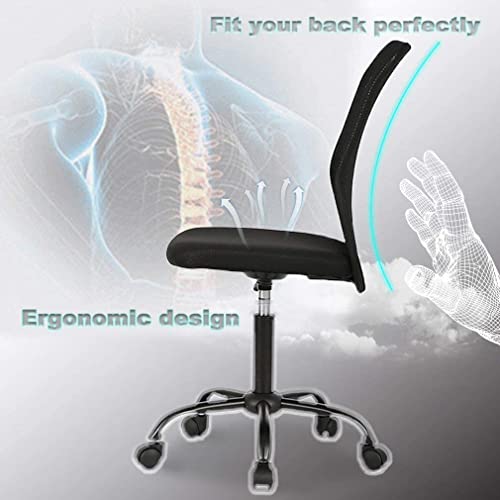 Office Chair Ergonomic Desk Chair Modern Computer Task Chair No Armrest Adjustable Rolling Swivel Back Support Executive Mesh Chair Mid Back Rolling Swivel Chair，in Black