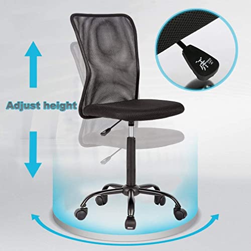 Office Chair Ergonomic Desk Chair Modern Computer Task Chair No Armrest Adjustable Rolling Swivel Back Support Executive Mesh Chair Mid Back Rolling Swivel Chair，in Black