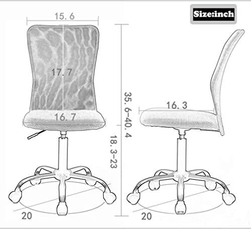 Office Chair Ergonomic Desk Chair Modern Computer Task Chair No Armrest Adjustable Rolling Swivel Back Support Executive Mesh Chair Mid Back Rolling Swivel Chair，in Black