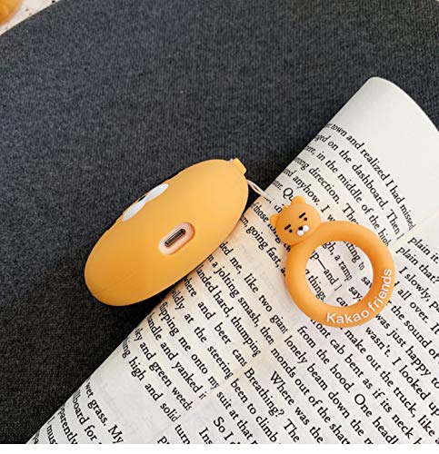 Thick Soft Silicone Lion Case with Finger Strap for Apple Airpods 1 2 Wireless Earbuds Yellow Ryan Head Protective Lovely Fun Girls Kids Son Men Guys Boys