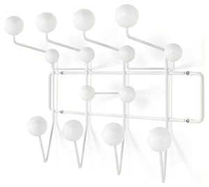 shisedeco classic hang it all coat rack, mid century modern wall mounted coat hooks with painted solid wooden balls(multi colors available) (white)