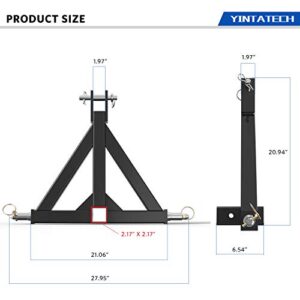 YINTATECH 3 Point 2" Receiver Trailer Hitch Heavy Duty Drawbar Adapter Category 1 Tractor Tow Compatible for Kubota, BX, LM25H, WLM Tractor, NorTrac, Yanmar, Kioti, Cat, John Deere