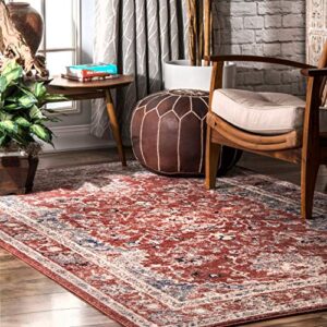 nuloom evelyn persian distressed area rug, 4' x 6', red