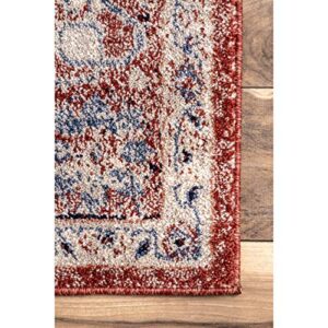 nuLOOM Evelyn Persian Distressed Area Rug, 4' x 6', Red