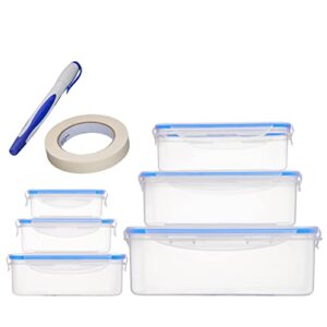 tigerchef food storage container set with airtight leak proof snap lock lids - bpa free, microwave, freezer and dishwasher safe - 12 piece containers set includes freezer labels and marker