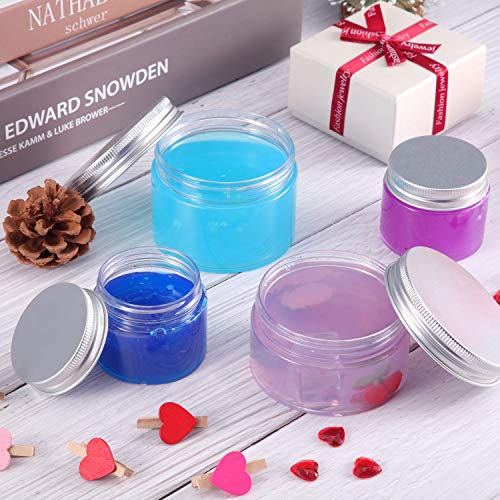 12 Pack Clear Plastic Storage Favor Jars Wide-Mouth Plastic Containers with Lids for Beauty Products (2 Ounce)