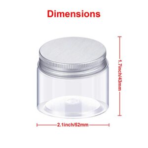 12 Pack Clear Plastic Storage Favor Jars Wide-Mouth Plastic Containers with Lids for Beauty Products (2 Ounce)