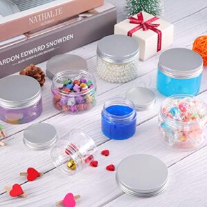 12 Pack Clear Plastic Storage Favor Jars Wide-Mouth Plastic Containers with Lids for Beauty Products (2 Ounce)