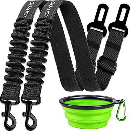 COOYOO 3 Piece Set Retractable Seatbelts Adjustable Pet Seat Belt for Vehicle Nylon Pet Safety Heavy Duty & Elastic & Durable Car Harness for Dogs