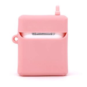 Yonocosta Cute Airpods Case, Airpods 2 Case, Fashion Funny 3D Cartoon Pink Retro Cellular Phone Shaped Full Protection Shockproof Soft Silicone Charging Case Cover Skin with Keychain for Airpods 1&2