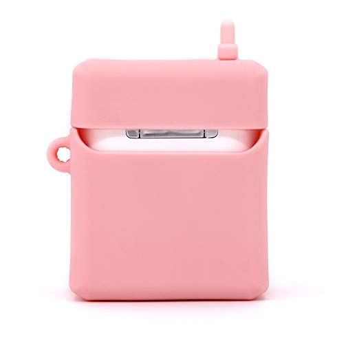 Yonocosta Cute Airpods Case, Airpods 2 Case, Fashion Funny 3D Cartoon Pink Retro Cellular Phone Shaped Full Protection Shockproof Soft Silicone Charging Case Cover Skin with Keychain for Airpods 1&2