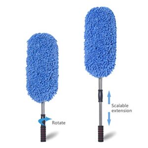 Loyakuu (3 Pack Microfiber Car Duster Exterior Scratch Free, Extendable Handle Interior Multipurpose dust Cleaning Duster for car(Medium)