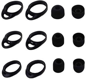 alxcd eartips ear hooks kit compatible with gear iconx sm-r140, s/m/l 3 sizes silicone ear tips & hooks, compatible with sm-r140, black, s m l