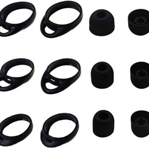 ALXCD Eartips Ear Hooks Kit Compatible with Gear iconx SM-R140, S/M/L 3 Sizes Silicone Ear Tips & Hooks, Compatible with SM-R140, Black, S M L