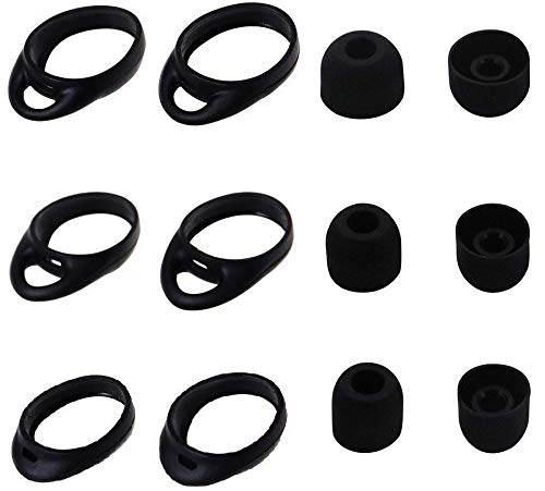 ALXCD Eartips Ear Hooks Kit Compatible with Gear iconx SM-R140, S/M/L 3 Sizes Silicone Ear Tips & Hooks, Compatible with SM-R140, Black, S M L