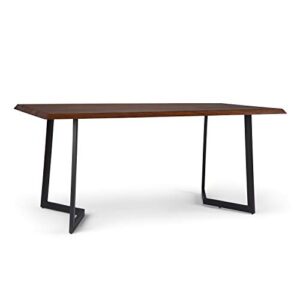 simplihome watkins solid mango wood 72 inch x 36 inch rectangle industrial contemporary dining table with inverted metal base in dark brown, for the dining room and kitchen, industrial contemporary