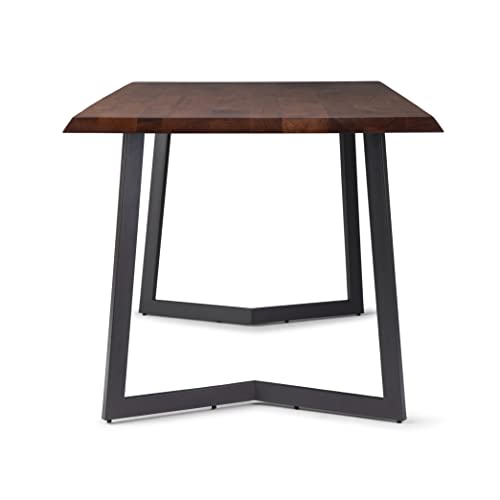 SIMPLIHOME Watkins SOLID MANGO WOOD 72 inch x 36 inch Rectangle Industrial Contemporary Dining Table with Inverted Metal Base in Dark Brown, for the Dining Room and Kitchen, Industrial Contemporary