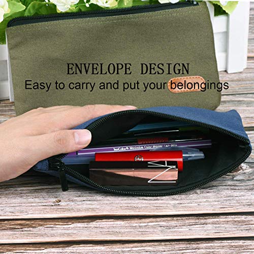 Teskyer Pencil Case/Pen case/Pencil Pouch for Students, Zipper Stationery Bag for Pens and Pencils, Women's Small Makeup Pouch, Utility Zipper Cash Coin Bag-2 Pack, Blue and Green