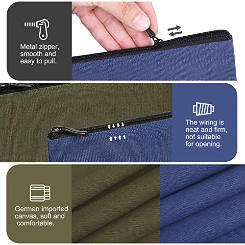 Teskyer Pencil Case/Pen case/Pencil Pouch for Students, Zipper Stationery Bag for Pens and Pencils, Women's Small Makeup Pouch, Utility Zipper Cash Coin Bag-2 Pack, Blue and Green