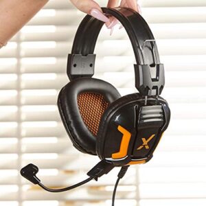x rocker, 5198001, xh1 headset with microphone, 7.09 x 3.94 x 7.87, black/orange