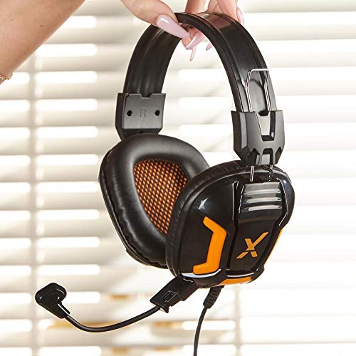 X Rocker, 5198001, XH1 Headset with Microphone, 7.09 x 3.94 x 7.87, Black/Orange