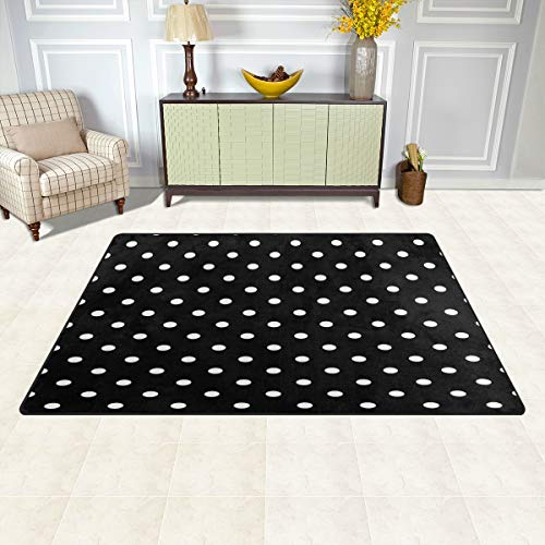 ALAZA Black White Polka Dot Area Rug Rugs Non-Slip Floor Mat Doormats Living Dining Room Bedroom Dorm 60 x 39 inches inches Home Decor