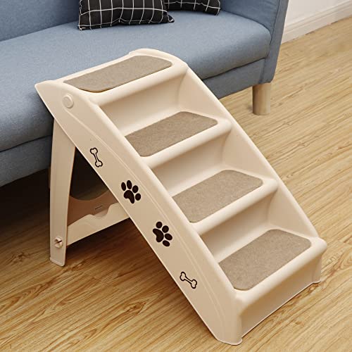 ZENY Foldable Pet Dog Stairs/Steps for Small Pet Dog/Cat, Safe and Durable Pet Ramp Stairs with Non-Slip Pads, for High Beds, Sofa, Car