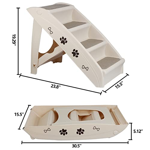 ZENY Foldable Pet Dog Stairs/Steps for Small Pet Dog/Cat, Safe and Durable Pet Ramp Stairs with Non-Slip Pads, for High Beds, Sofa, Car