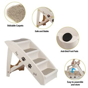 ZENY Foldable Pet Dog Stairs/Steps for Small Pet Dog/Cat, Safe and Durable Pet Ramp Stairs with Non-Slip Pads, for High Beds, Sofa, Car