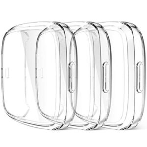 maledan compatible with fitbit versa 2 screen protector case, 3 pack clear ultra thin full protective case cover scratch resistant shock absorbing for versa 2 smartwatch bands accessories