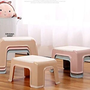 Plastic Stools Step Stool PP Plastic Seat Stools for Home, Office, Living Room Multifunctional Step Stool with Anti-Slip Pad Strong Bearing for Adults, Light Blue