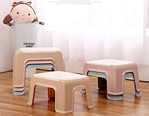 Plastic Stools Step Stool PP Plastic Seat Stools for Home, Office, Living Room Multifunctional Step Stool with Anti-Slip Pad Strong Bearing for Adults, Light Blue