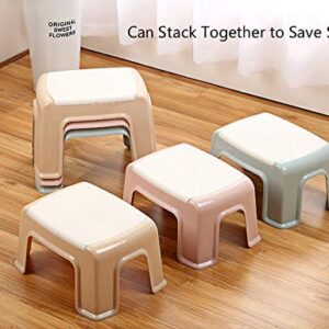 Plastic Stools Step Stool PP Plastic Seat Stools for Home, Office, Living Room Multifunctional Step Stool with Anti-Slip Pad Strong Bearing for Adults, Light Blue