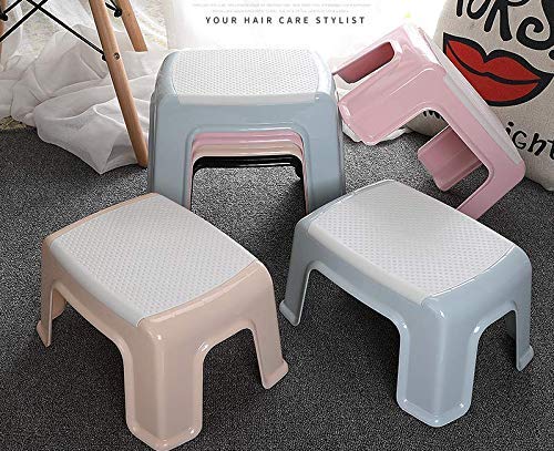 Plastic Stools Step Stool PP Plastic Seat Stools for Home, Office, Living Room Multifunctional Step Stool with Anti-Slip Pad Strong Bearing for Adults, Light Blue