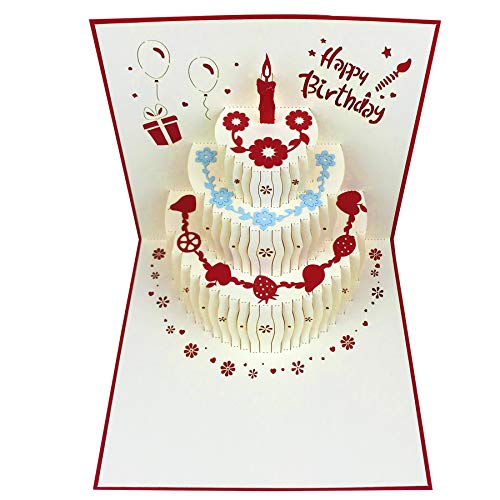 Akeydeco 3D Pop Up Birthday Cards,Birthday Pop Up Greeting Cards Laser Cut Happy Birthday Cards Including Envelopes Best for Mom,Wife,Sister, Boy,Girl,Friends 1 Pack