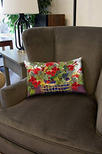 Toland Home Garden Decorative Red Geranium Basket Spring Summer Flower Floral 12 x 19 Inch Pillow Case (2-Pack)