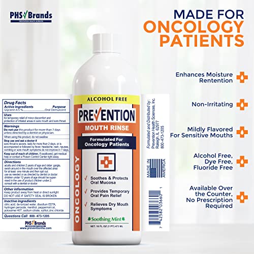 Prevention Oncology Mouth Rinse | Alcohol Free - Specially Formulated for Patients Undergoing Oncology Treatment, Value 4-Pack