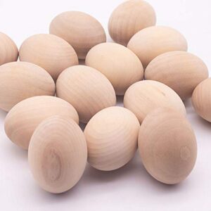 15Pcs Unpainted Wooden Fake Easter Eggs for Children DIY Game,Kitchen Craft Adornment,Wood Eggs for Encouraging Hens to Lay Eggs