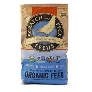 scratch and peck feeds naturally free 18% protein organic layer feed for chickens and ducks - non-gmo project verified, soy free and corn free - 40 lbs