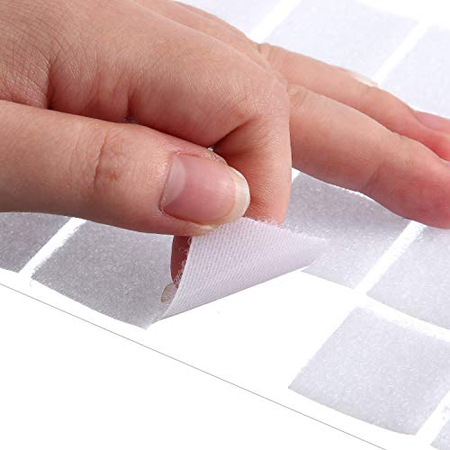 400 Pcs (200 Pairs) Self Adhesive Dots,Sticky Dots, 1 Inch Square Tape with Waterproof Sticky Adhesive Glue Fastener for Office, School, Classroom (White)