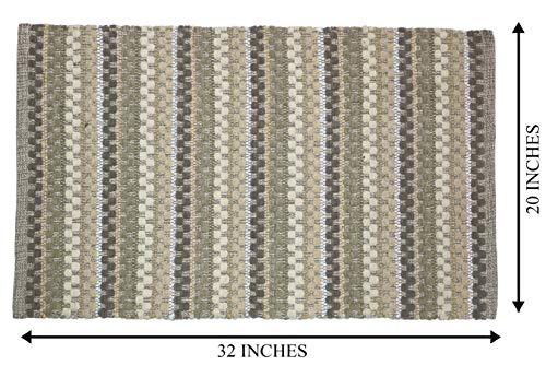 WOVEN ST. Polyester Cotton Area Rug | Carpets Suitable for Bedroom, Dining Room, Home Décor | Luxurious Handcrafted Traditional Rug | Recycled Cotton | Modern Indoor Rugs | 20’’ x 32’’ | Beige