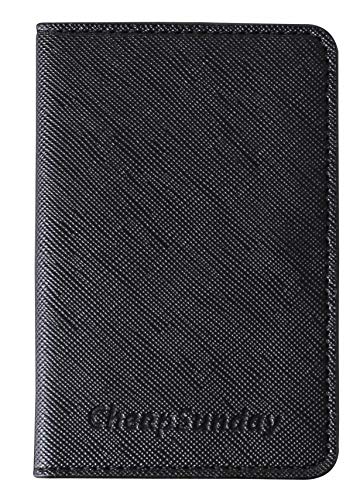 CHEAP SUNDAY CheapSunday ID Card Holder for Back of Phone Leather Phone Wallet Stick On with Stand Flip Waterproof Leather Adhesive Wallet for Most Cellphones (Black)