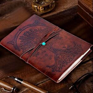 Ruzioon Leather Journal Writing Notebook - Antique Handmade Leather Bound Daily Notepad For Men And Women Diary Large 9 X 6 Inches, Gift For Art Sketchbook, Travel Diary And Notebooks To Write In Art