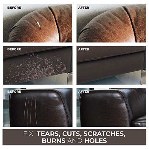 FORTIVO Leather and Vinyl Repair Kit, Vinyl Repair Kit for Furniture, Leather Repair Kit for Furniture, Leather Scratch Repair, Leather Couch Repair, Leather Furniture Repair Kit, Brown Leather Dye