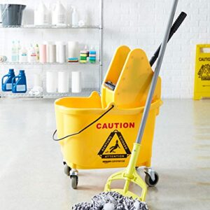 AmazonCommercial Mop Bucket and Down Press Wringer Combo, 35-Quart, Yellow