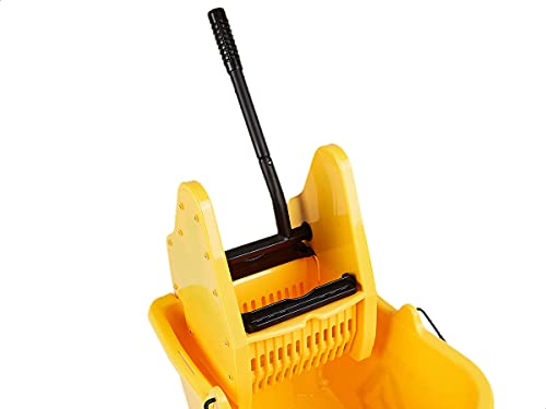 AmazonCommercial Mop Bucket and Down Press Wringer Combo, 35-Quart, Yellow