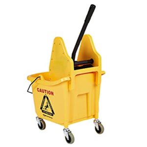 AmazonCommercial Mop Bucket and Down Press Wringer Combo, 35-Quart, Yellow