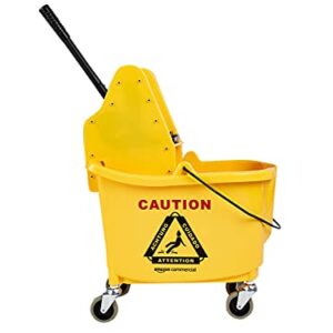 AmazonCommercial Mop Bucket and Down Press Wringer Combo, 35-Quart, Yellow